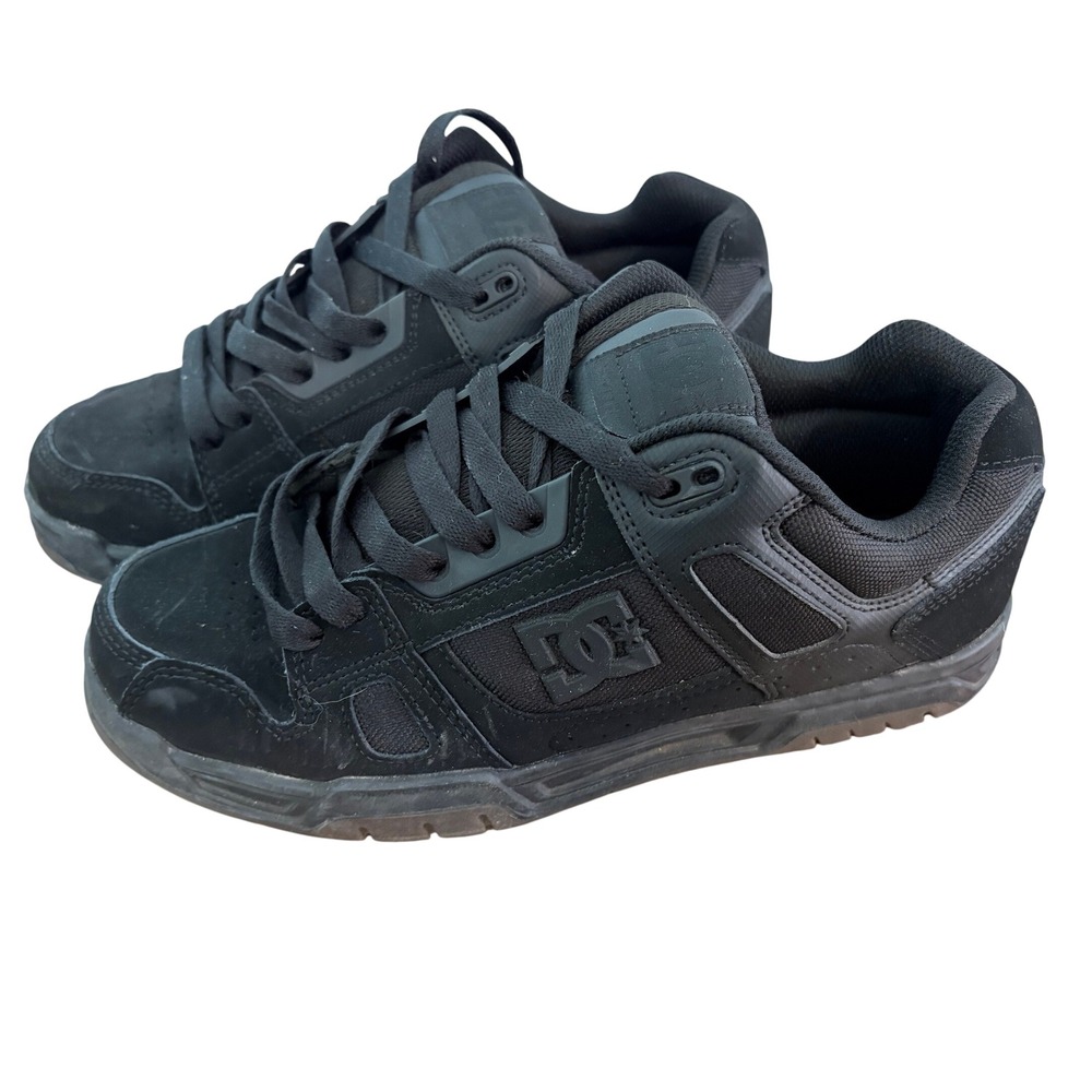 DC Shoes Mens Stag Skateboard Shoes Black Leather Nubuck Y2K Size 9.5